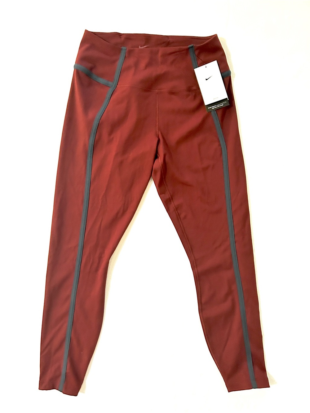 Nike Burgundy Leggings with Navy Piping Large NWT